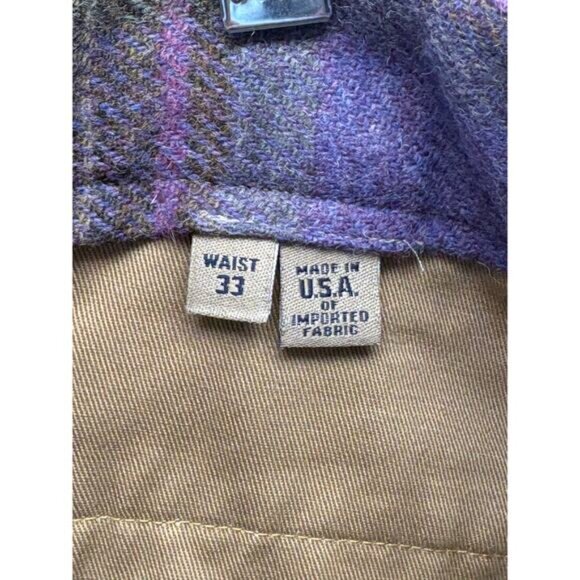 NWOT Wool Plaid Pants Bills Khakis Purple Green Tartan Unhemmed Men’s Size 33 - Picture 5 of 7